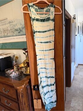 Gypsy 05 Green and White Tie-Dye Maxi Dress